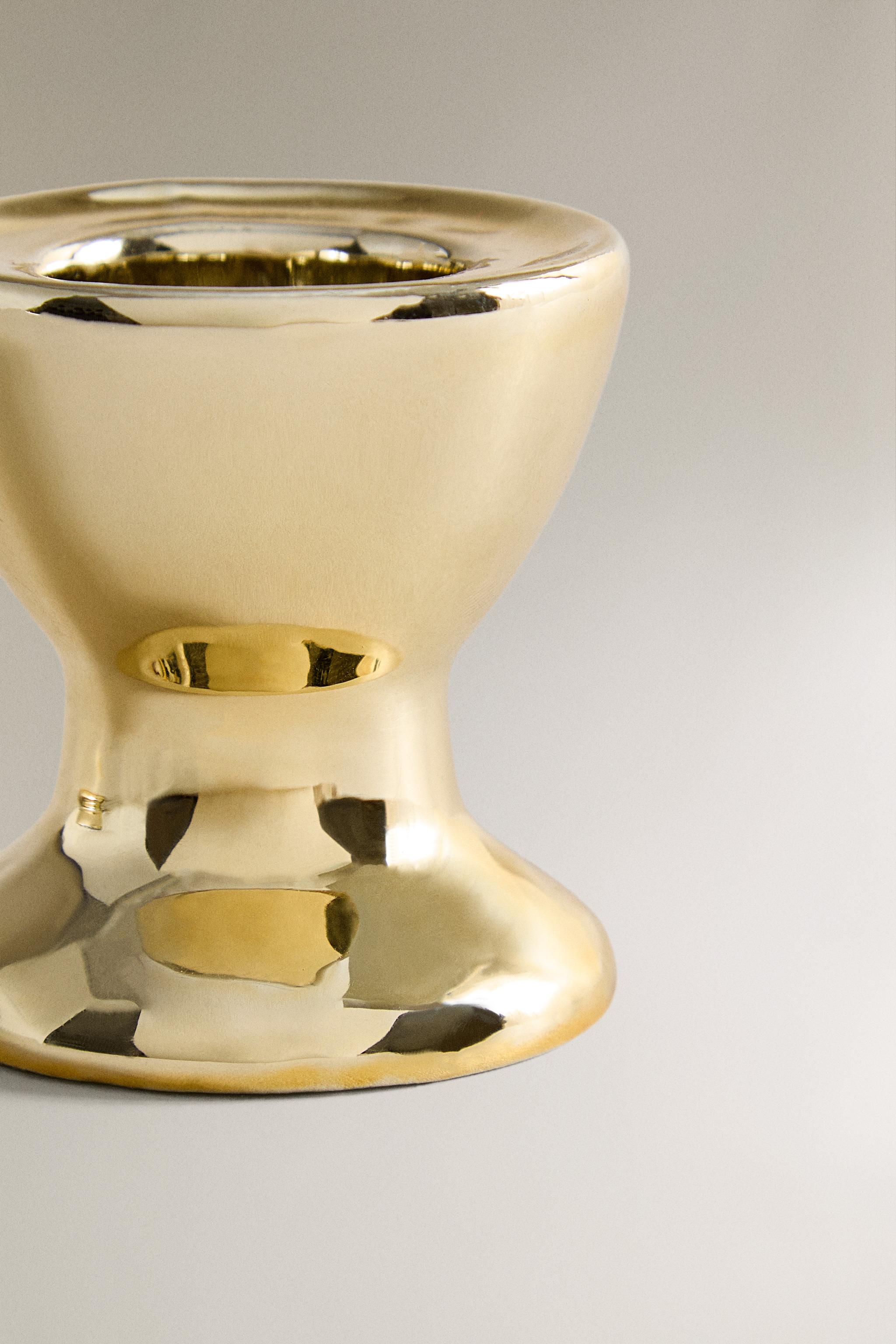 BOUGEOIR EN PORCELAINE MÉTALLISÉE NOËL